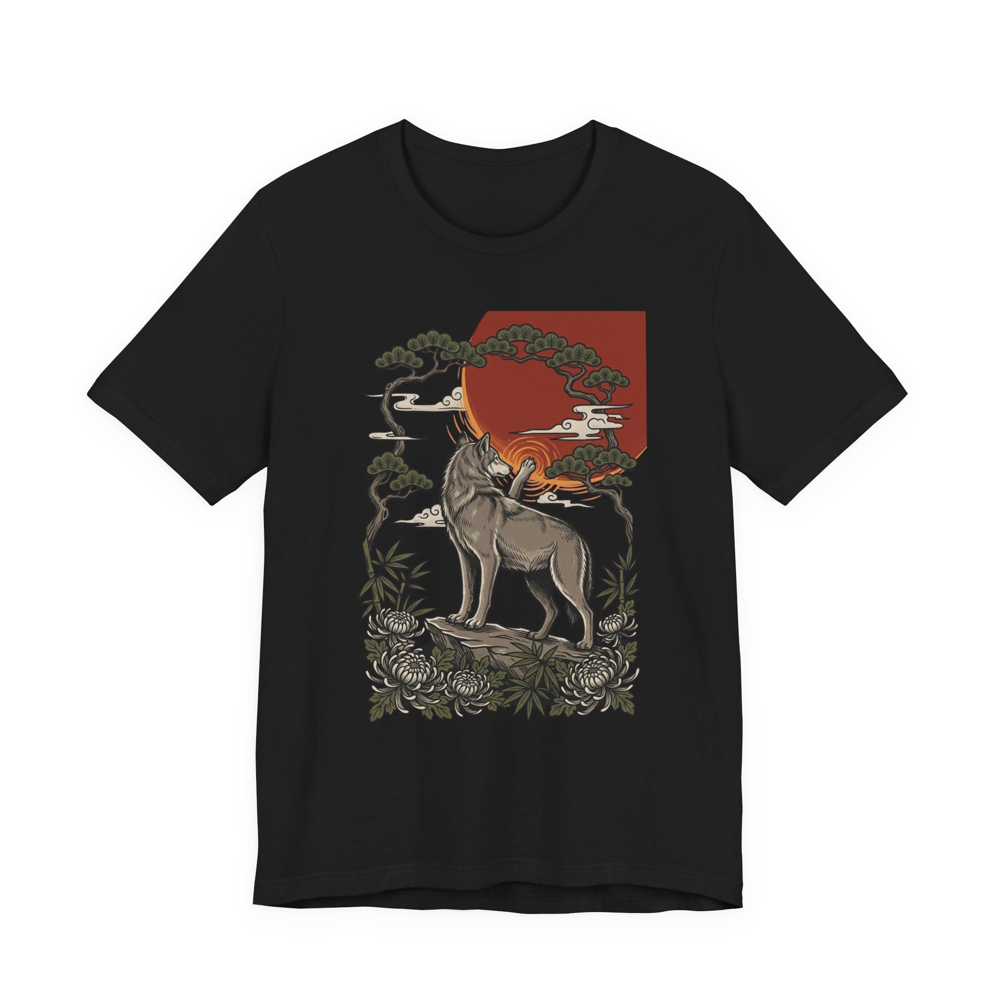 Howling Wolf Traditional Tattoo T-Shirt | Vintage Flash, Bold Outline