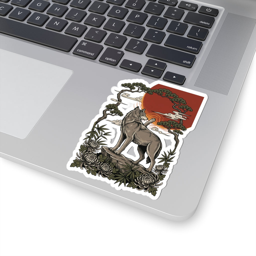 Wolf Crest Sticker | Traditional Tattoo-Inspired, Vintage Flash Style
