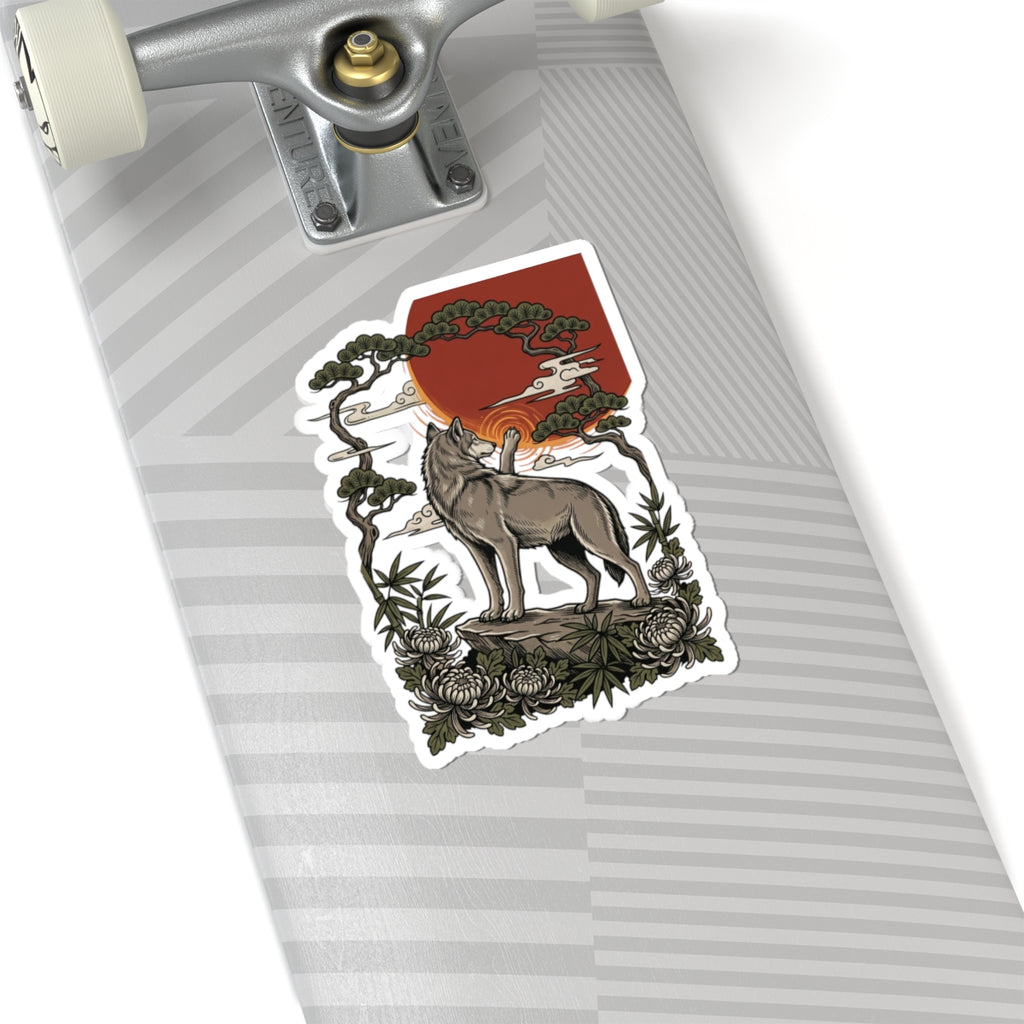 Wolf Crest Sticker | Traditional Tattoo-Inspired, Vintage Flash Style