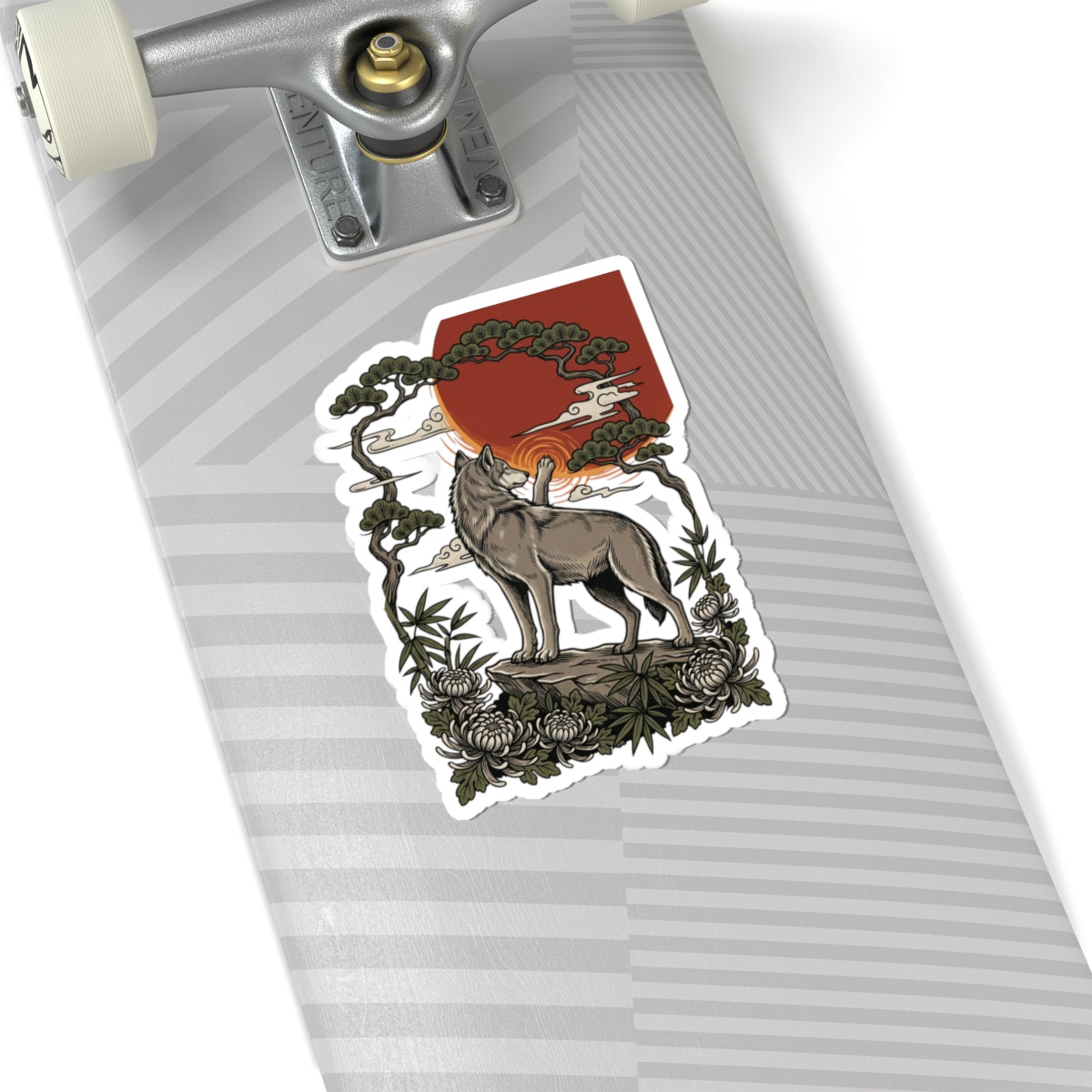 Wolf Crest Sticker | Traditional Tattoo-Inspired, Vintage Flash Style