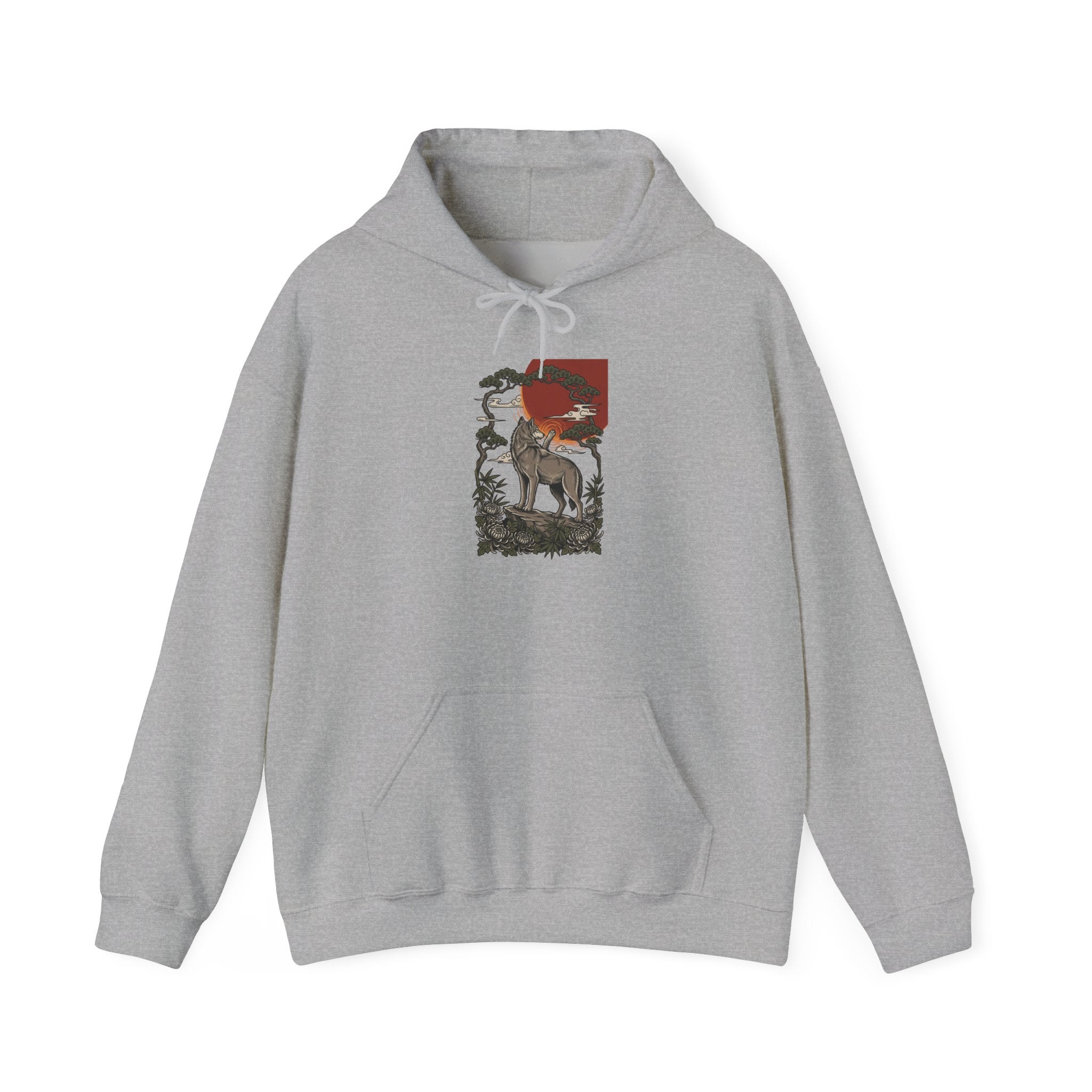 Deer Sunrise Tattoo-Style Hoodie | Traditional Flash, Floral Banner