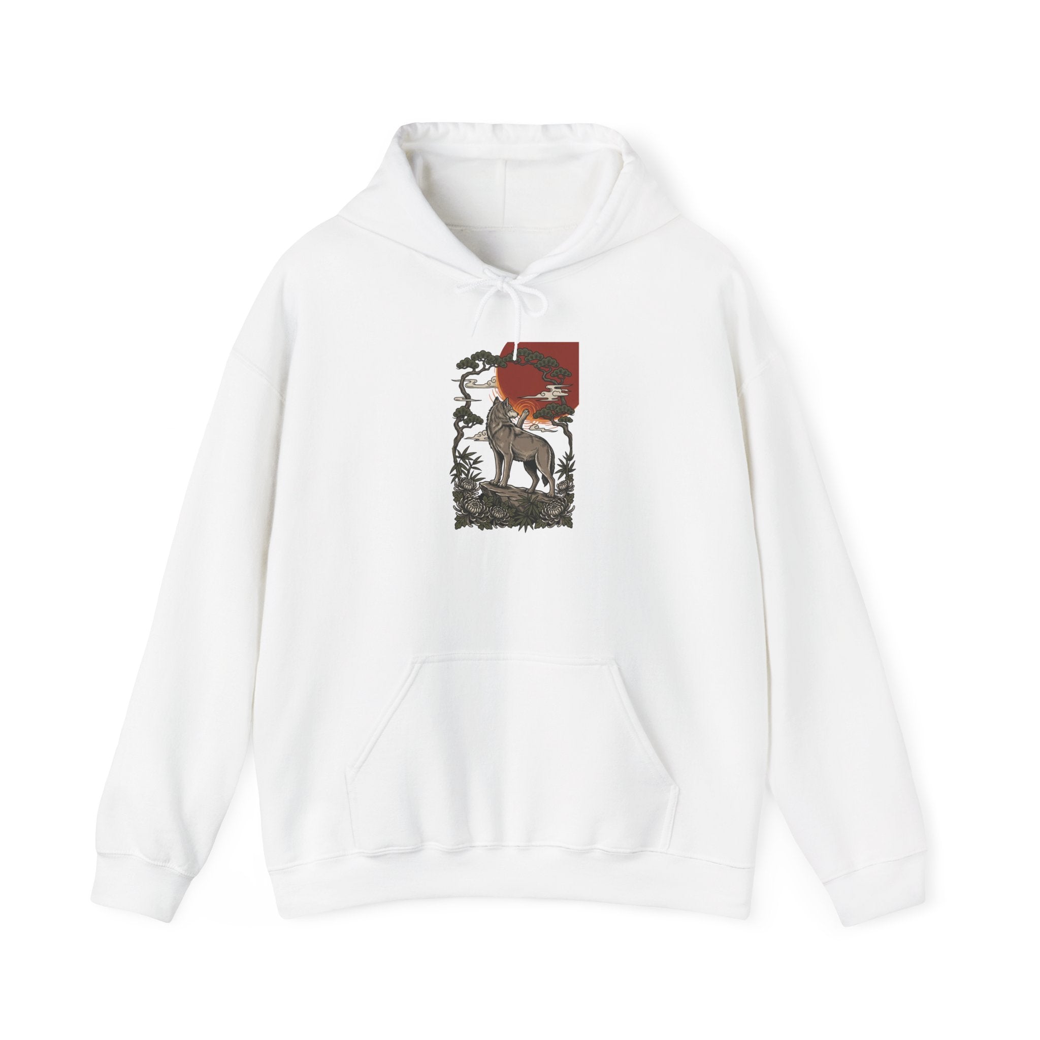 Deer Sunrise Tattoo-Style Hoodie | Traditional Flash, Floral Banner