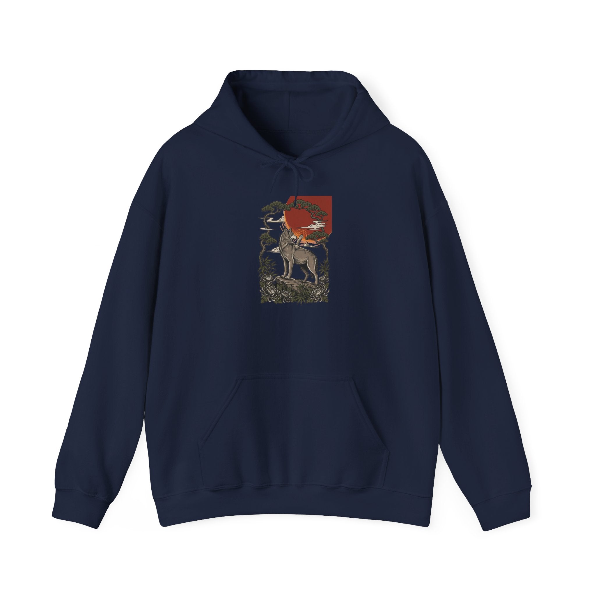Deer Sunrise Tattoo-Style Hoodie | Traditional Flash, Floral Banner