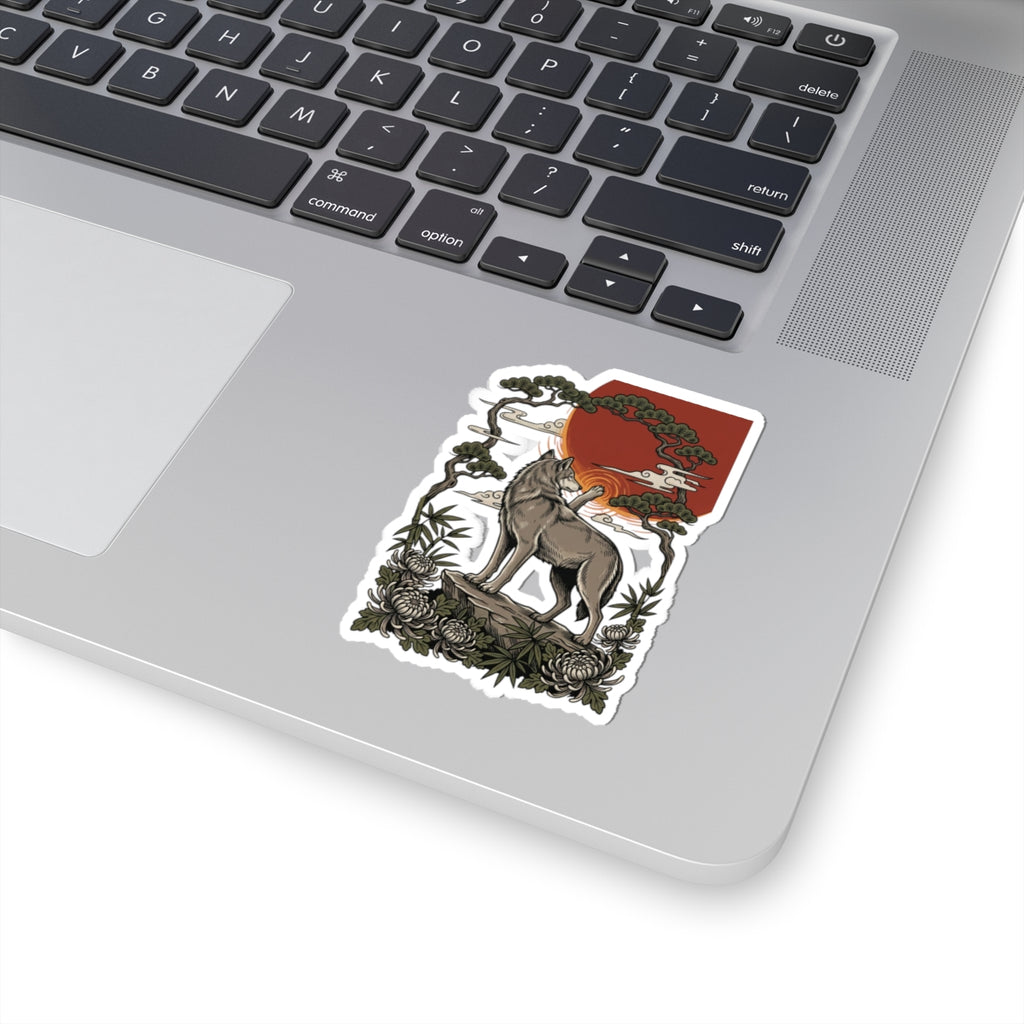 Wolf Crest Sticker | Traditional Tattoo-Inspired, Vintage Flash Style