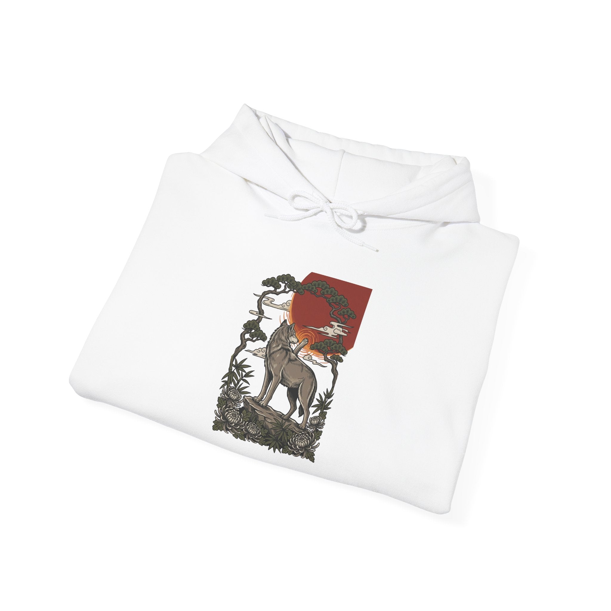 Deer Sunrise Tattoo-Style Hoodie | Traditional Flash, Floral Banner