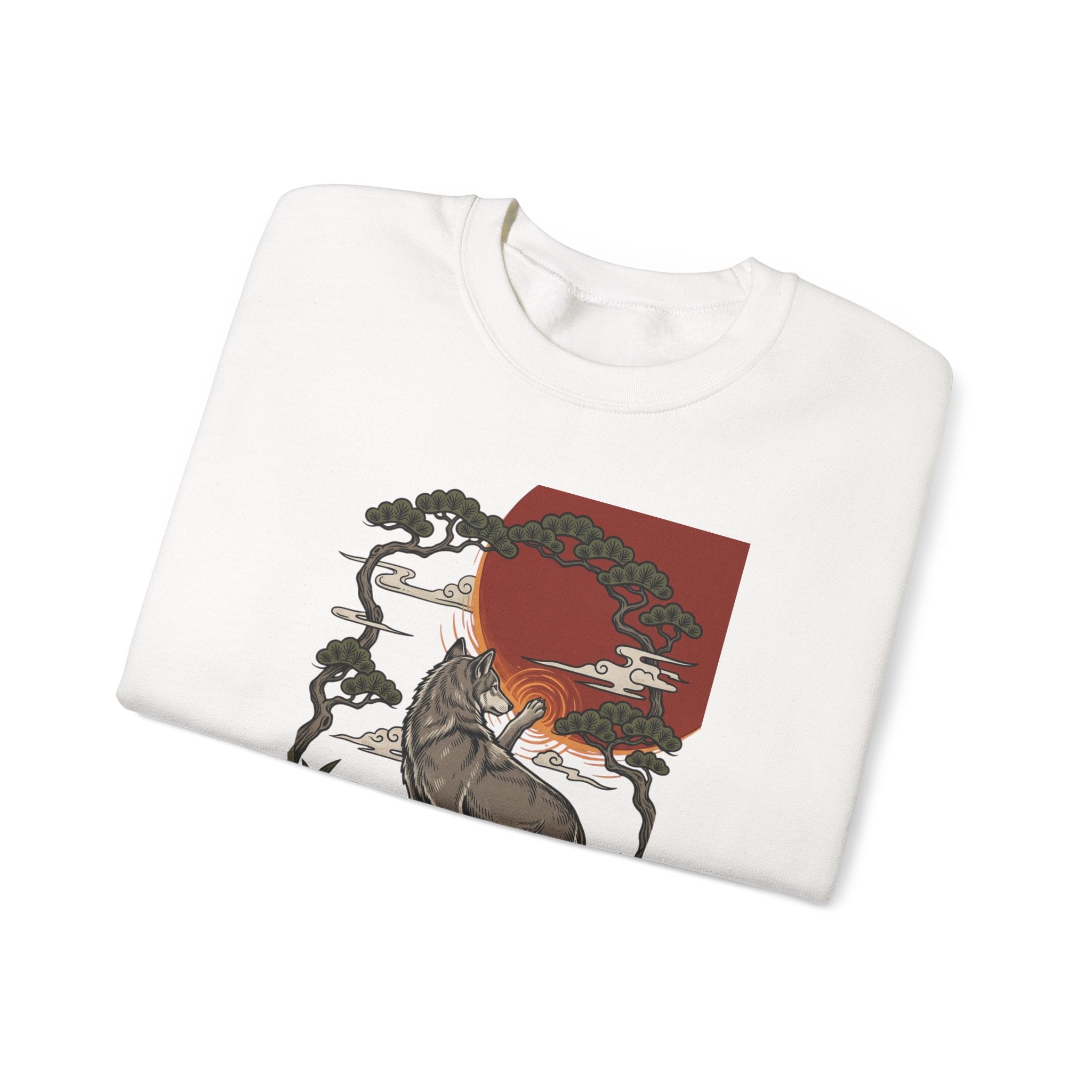 Wolf Sunset Illustration Sweatshirt | Traditional Tattoo-Inspired, Vintage Flash