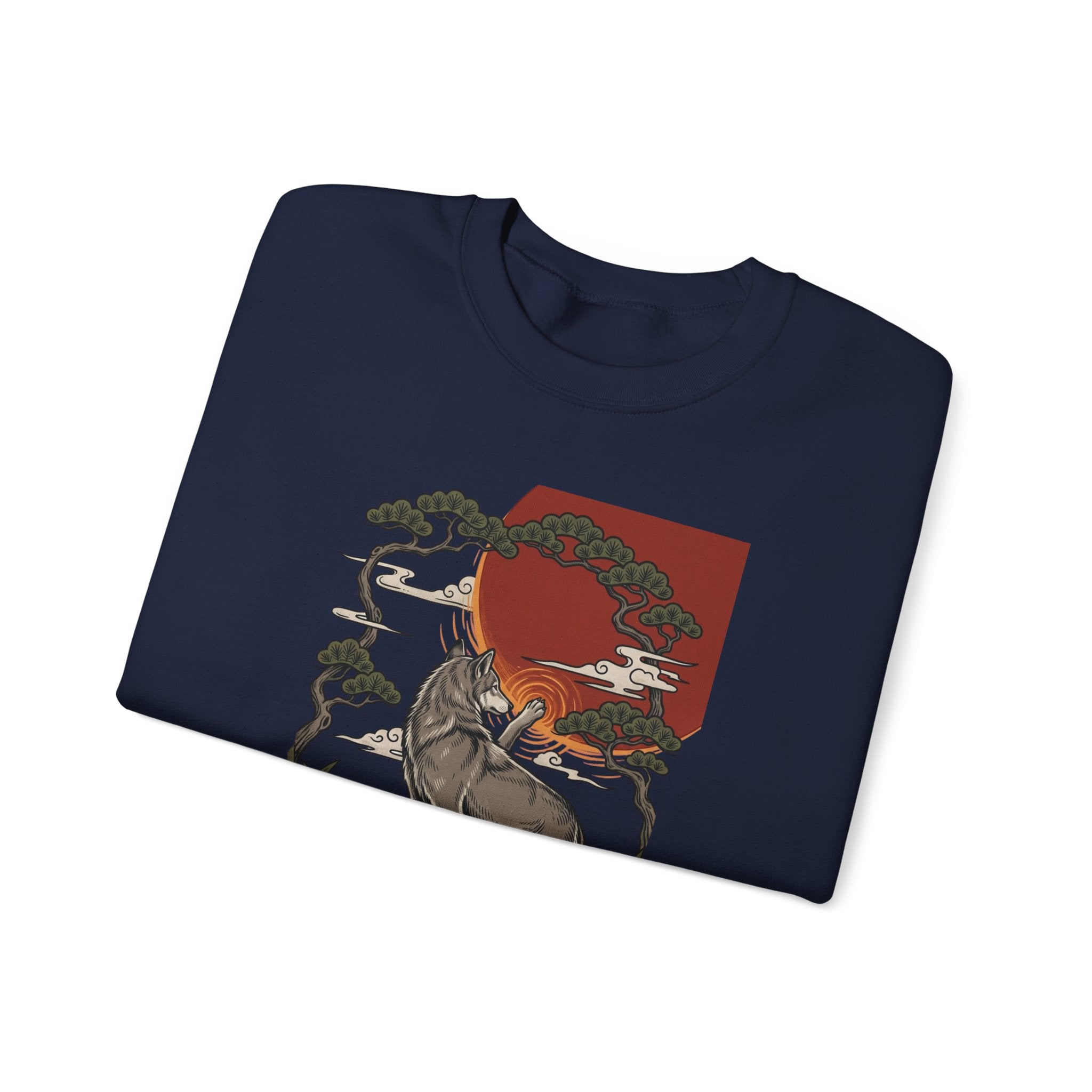 Wolf Sunset Illustration Sweatshirt | Traditional Tattoo-Inspired, Vintage Flash